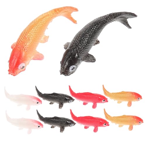 Warmhm 10 Stück Puppenhaus-Modell kleine Fische Mini-Aquarium Essen Muscheln Tiere Miniatur Mini-Koi-Fische winzige Fische Mini-Sachen Fischfiguren Koi-Fisch-Figur Plastik von Warmhm