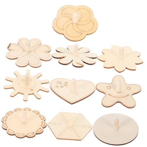 Warmhm 10 Stück Teiliges Holzgyroskop für DIY Kreatives Handwerk für Jungen für Bastelprojekte und Fördert die Kreativität und Motorische Fähigkeiten von Warmhm