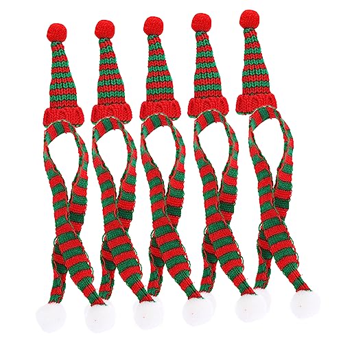 Warmhm 10 Stück Teiliges Mini Weihnachtsmützen und Schals aus Weichem Wollmaterial Flexible DIY Flaschenhüllen und Puppenzubehör Farbenfrohe Weihnachtsdeko für Weinflaschen und von Warmhm