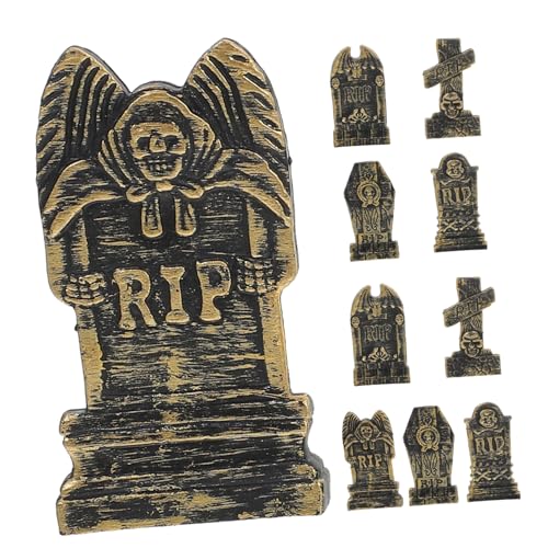 Warmhm 10 Stück -grabsteindekoration Halloween-grabsteinmodell Geist Gefälscht Halloween-grabstein- Mini Grabmal Kleines Halloween- Halloween-grabsteindekor Plastik von Warmhm