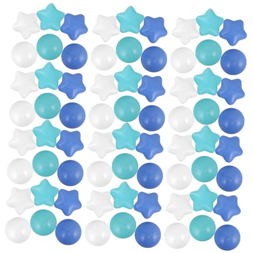 Warmhm 100 Stück Bunte Meeresbälle Sternform Indoor Partydeko Außen Bälle für Bällebad Ballgrubenkugeln Blauer Ball Plastik von Warmhm