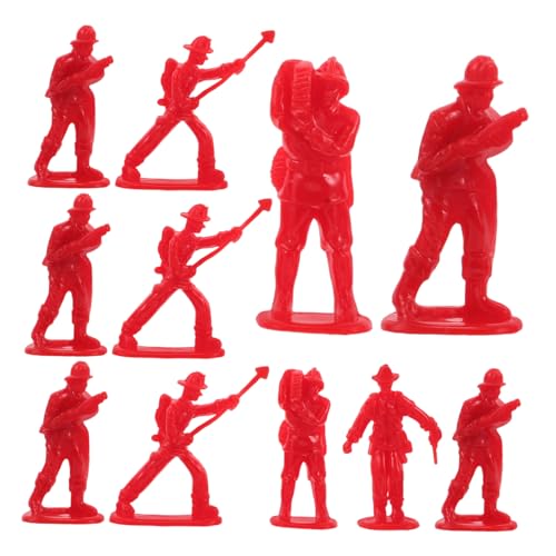 Warmhm 100 Stück Feuerwehrmann-Ornamente Feuerwehrwagen Geburtstagdekorationen Feuerwehr Kuchen Topper für feuerwehrmann Feuerwehrspielzeug Puppenhauspuppen rot von Warmhm