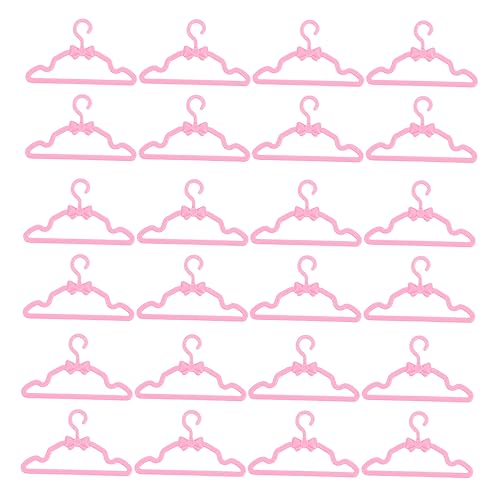 Warmhm 100 Stück Kleiderbügel Mit Fliege Mini-kleiderbügel Kleine Kleiderbügel Miniatur-puppenrock-kleiderbügel Kleiner Puppenkleiderbügel Miniatur-kleiderbügel- Rosa Plastik von Warmhm