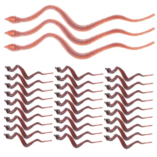 Warmhm 100 Stück Simulationsschlangenspielzeug spielzeuge gefälschtes Schlangenmodell Schlangenfiguren Simulation Schlangendekoration realistische Schlange Streichspielzeug PVC Braun von Warmhm