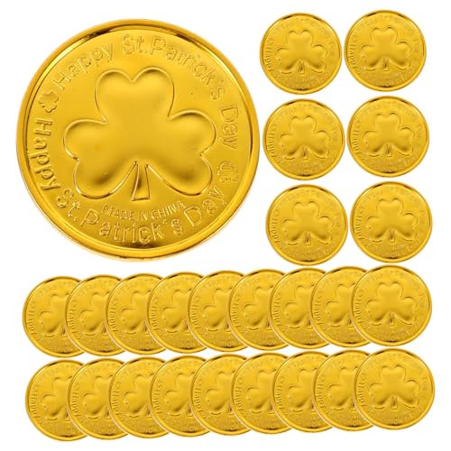 Warmhm 100 Stück St Patricks Day Dekorationen Solar St Patricks Day Party Favors Spielgeld Nachmittagstee Dekorationen Gefälschte Hunderte Einfache Kleeblattmünze Goldener von Warmhm
