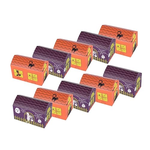 Warmhm 10St Halloween Süßes oder Saures Geschenk für Kinder Karton Zubehör Keks Kürbiseimer Bonbonhalter mit Geistermuster Lebensmittel Süßigkeiten Box Kürbis Eimer Spinnennetz Violett von Warmhm