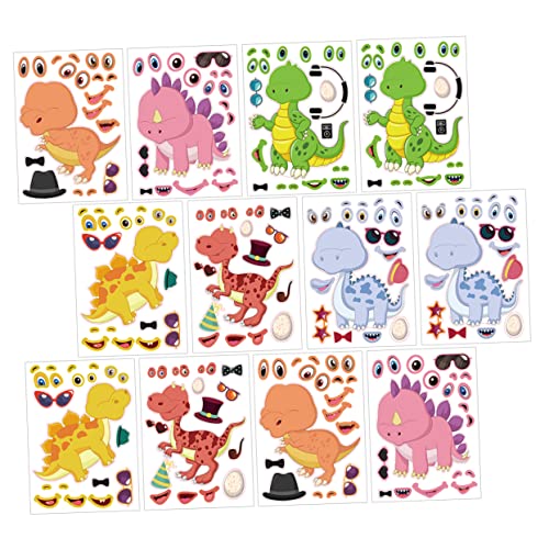 Warmhm 12 Blatt DIY Dinosaurier Aufkleber Wiederverwendbare Dinosaurier Puzzle Sticker für Deko für Geburtstagspartys Kreative Bastelideen und Warmhm 12 Blatt DIY Dinosaurier Aufkleber Wiederverwendbare Dinosaurier Puzzle Sticker für Deko für Geburtstagspartys Kreative Bastelideen und von Warmhm