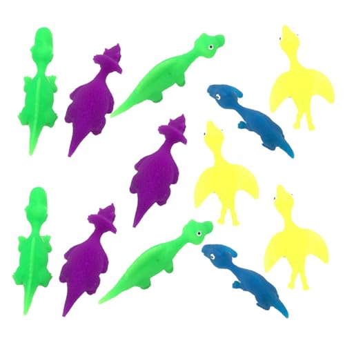 Warmhm 12 Stück Dinosaurier Gummispielzeug Elastisches Finger für Cartoon Dino Design Sicher und Lustig für Partys Spiele und Mitgebsel Farben Zufällig Zufällige Farbe von Warmhm