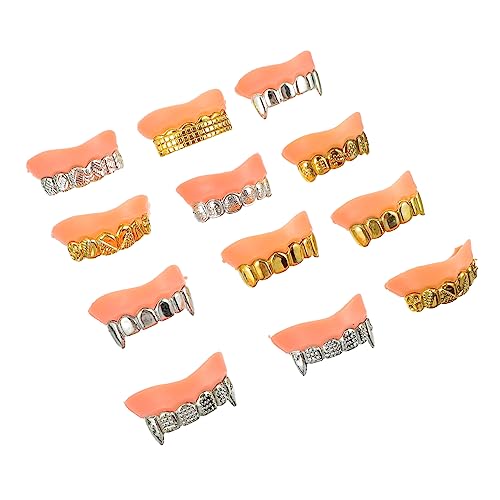 Warmhm 12 Stück Halloween-Zahnersatz Halloween schminke Halloween Make up Halloween Decoration Streich LED Bausatz Blut Simulation von Zombie-Zahnprothesen hässliche falsche Zähne Überzug von Warmhm