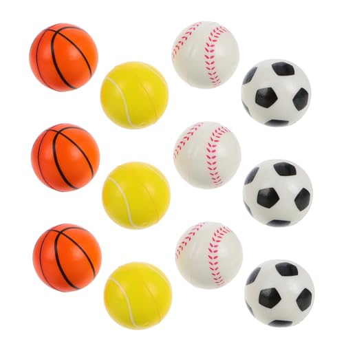 Warmhm 12 Stück Hüpfender Ball Basketball-Party-Dekorationen Sport-Geburtstagsparty- Miniatur-Basketball Baseball- Kleiner Basketball Weiche Bälle Kleiner Fußball Pu von Warmhm