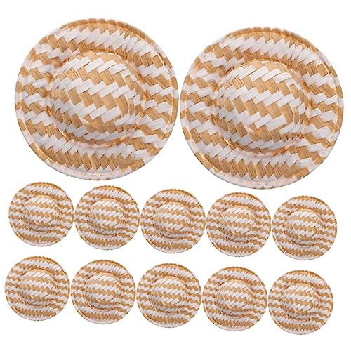Warmhm 12 Stück Mini-hüte Für Puppenhäuser Gewebte Hutverzierung Puppenhüte Miniatur-puppenhaus-webhut Dekorativer DIY-Hut Puppenhaus-Hut-Requisiten Bastelhut Weben Toilettenpapier von Warmhm
