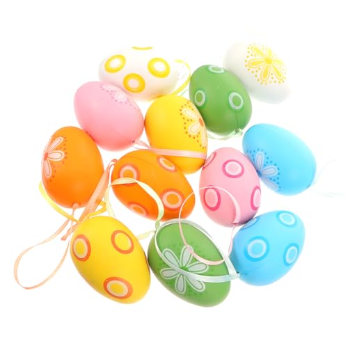 Warmhm 12 Stück Ostereier gefüllt Schaum Ornament bunt Mini hängend plastikeier für ostern basteln zu ostern easter eggs Osterei-Requisite Festivalbedarf Kunststoff- -Material Colorful von Warmhm