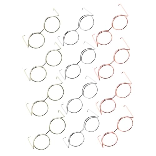 Warmhm 12 Stück Puppenbrillen aus Kupferdraht Teiliges Zubehör für Puppen Dekorative Brillen für Miniaturpuppen Roségold für Kreative Bastelprojekte und Puppenhaus Dekoration von Warmhm