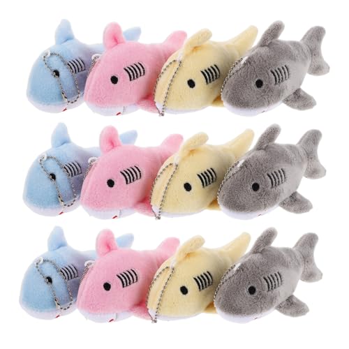 Warmhm 12 Stück Teiliges Mini Plüsch Hai Schlüsselanhänger Dekor Niedliche Stofftier Anhänger für Taschen Rucksäcke Geldbörsen Meeres Tier Schlüsselanhänger Bunte Hängende von Warmhm