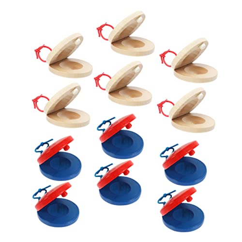 Warmhm 12 Stück Teiliges Percussion Instrument Holz Castanets für Sicheres Musikspielzeug Kreativität und Musizieren von Warmhm