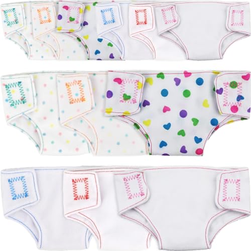 Warmhm 12 Stück Teiliges Puppenwindel aus Waschbarem Wiederverwendbare Puppenunterwäsche Zubehör für Rollenspiele Bunten Farben von Warmhm