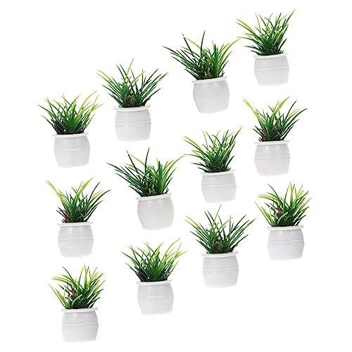 Warmhm 12 Stück kleine Topfpflanzenornamente Miniatur Puppe Anlage Blumen mikrolandschaft Mini-Hausverzierung Simulationsbonsai Kleiner Bonsai Desktop-Ornamente für zu Hause Harz von Warmhm