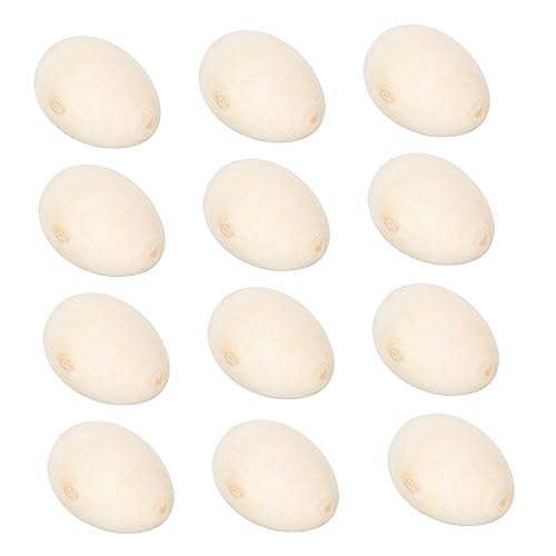 Warmhm 12 Stück simulierte Eier aus Holz Ostern Ostereier basteln zu Ostern 0stergeschenke Eierdekoration Kinderspielzeug Eierspielzeug für -Graffiti-Eier Khaki von Warmhm