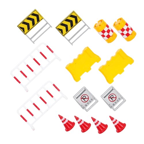 Warmhm 14-teiliges Miniatur-spielset Mit Verkehrsschildern Für Kinder, Verkehrskegel, Straßenschilder, Straßensperren, Spielzeug, Sandkasten, Miniaturen von Warmhm