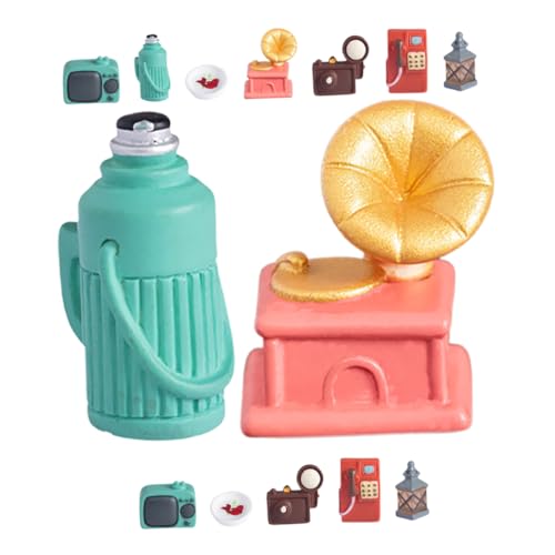 Warmhm 14-teiliges Set Simuliertes Haushaltsgerätemodell Klein Puppenmöbel Puppenhauszubehör Retro Simulation Dekore Altes Puppenhaus Puppenstubenmöbel Zubehör Für Puppenhäuser Mini Harz von Warmhm
