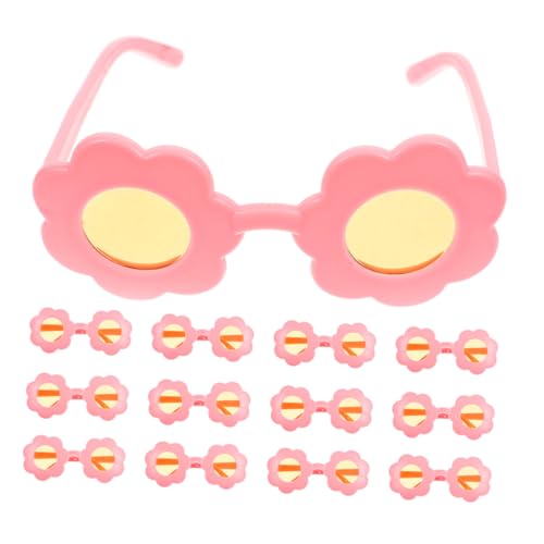 Warmhm 15 Stück für kleine Mädchen Sonnenblumenförmige Brillen für gläser Puppenhauszubehör Babybrille Plastik Rosa von Warmhm