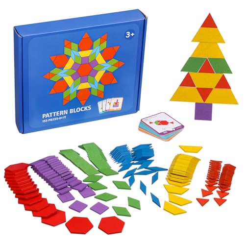 Warmhm 155 STK Tangram-Puzzle Bauen Geometrische Inspertspielzeuge Tangram-Blöcke zum Bauen für Kleinkinder Puzzle-Bausteine Geometrisches Formpuzzle hölzern von Warmhm