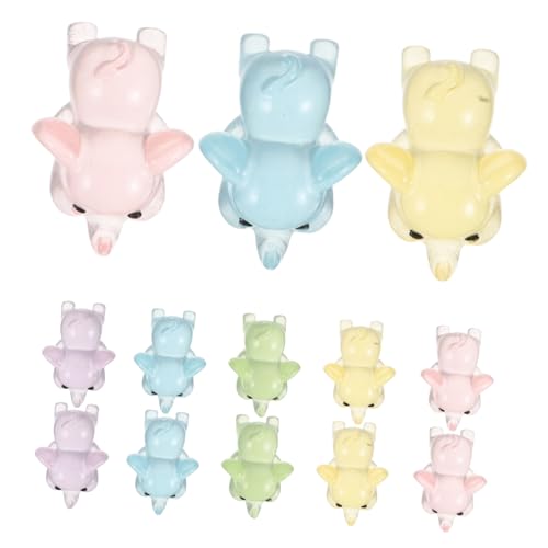 Warmhm 15stücke Mini-tierfiguren Aus Kunstharz Dunkeln Leuchten Miniatur-elefantenfiguren in Farben Niedliche Kleine -Dekorationen Für DIY-feengarten-bastelarbeiten von Warmhm