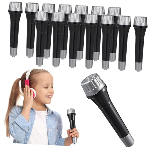 Warmhm 16 Stück Mikrofon Requisiten Mikrofon-headset-kostüm Simulation Kleinkind Mikrofon Kostüm Für Vorgeben Stütze Gefälschtes Mikrofon Schienbein Plastik Black von Warmhm