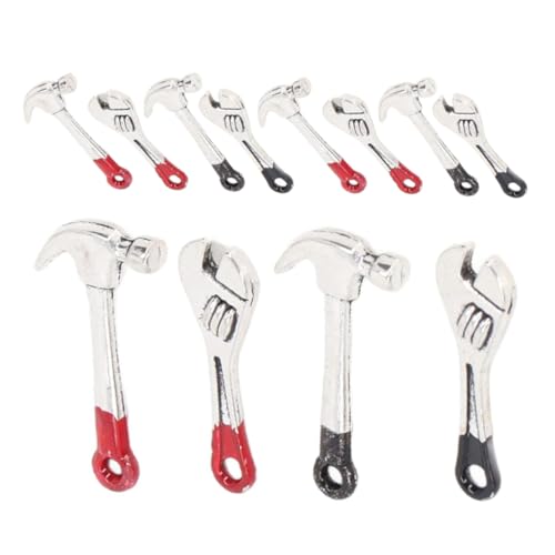 Warmhm 16 Stück Puppenhaus-autoreparaturwerkzeuge Miniatur-werkzeugspielzeug Miniaturwerkzeuge Puppenhauszubehör Mini-Werkzeuge Puppenhaus-Ornament Mini-Sachen Aluminiumlegierung von Warmhm