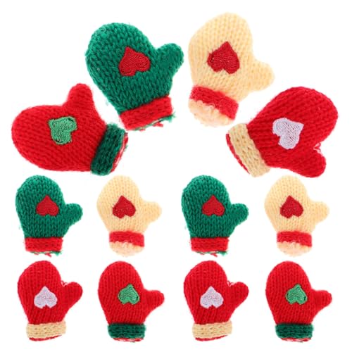 Warmhm 16 Stück Weihnachtsstrickhandschuhe aus Wolle Fäustling-Ornamente Handschuh zum Basteln Weihnachtsdekorationen Christmas Tree Ornaments Handschuhe deko Weihnachten Plüsch von Warmhm