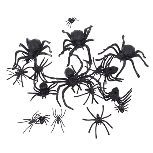 Warmhm 16 Stück kniffliges drinnen Mörder Spinnennetz Halloween Streich Nachahmung groß Simulationsspinne Halloween-Spinne Spinnenspielzeug Schwarz von Warmhm
