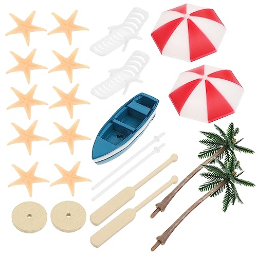 Warmhm 17 Stück Strand-mini-Dekoration Strandminiaturdekorationen Mini-stranddekoration Dekoration Miniaturguss Mini-sonnenschirme Strandminiaturen Mini-strandkorb Pappbecher Kunstharz von Warmhm