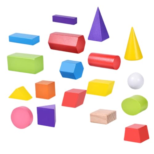 Warmhm 18 Stück Teiliges Geometrischer Holzbausteine Fördert Hand Auge Koordination und Räumliche Vorstellungskraft für Design für Kreatives für Kleinkinder und Vorschulkinder von Warmhm