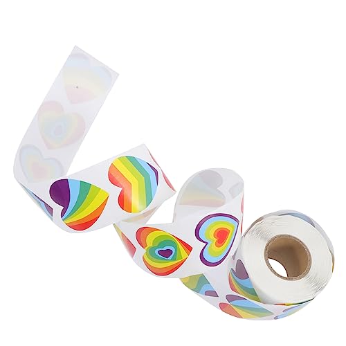 Warmhm 1Rolle Regenbogen Herz Aufkleber DIY Herz Aufkleber Für Umschläge Bastelprojekte Und Dekoration Selbstklebende Pride Sticker Bunten Farben von Warmhm