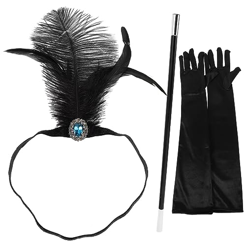Warmhm 1Satz Damen Flapper Zubehör Jahre mit Stirnband und Handschuhen für Kostümparty und für Besondere Anlässe von Warmhm