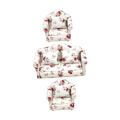 Warmhm 1Satz Miniaturmöbelset Für Puppenhaus Teiliges Sofa Mit Blumenmuster Für DIY Mini Hausdekoration Sicher Und Langlebig Für Arrangieren von Warmhm