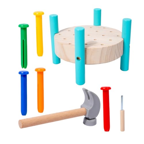Warmhm 1Satz Montessori Hämmerndes Plattformhammerspielzeug für Interaktives Holzspielzeug Farberkennung und Hand Auge Koordination Spaß für Jungen und Ab Jahr von Warmhm