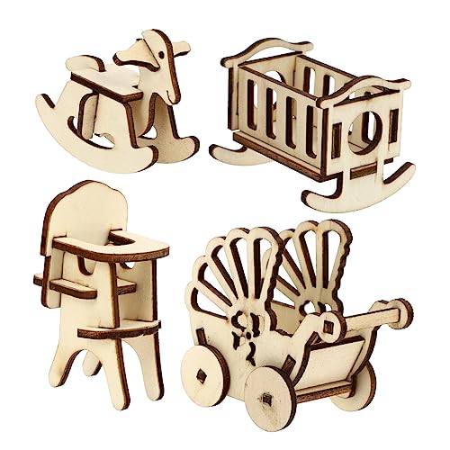 Warmhm 1Satz Schaukelstuhl Für Puppenhaus Hölzerne Kinderzimmermöbel Für Rollenspiele Und Kreative Miniaturszenen Robustes Und Sicheres Holzdesign DIY von Warmhm