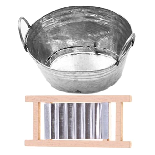 Warmhm 1Satz Waschbecken Und Waschbrett Für Puppenhaus Badezimmer Möbel Zubehör Hausdekoration Waschbecken Waschbrett von Warmhm