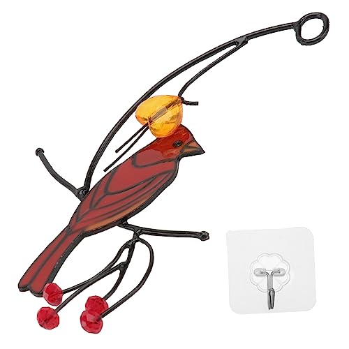 Warmhm 1stk Anhänger Futterspender Led-lichtleiste Solar- Draußen Gartendekoration Pavillon Aufhänger Nest Vorhang Lichterketten Vogelfütterer Hausdekoration Im Freien Glasmalerei Rot von Warmhm