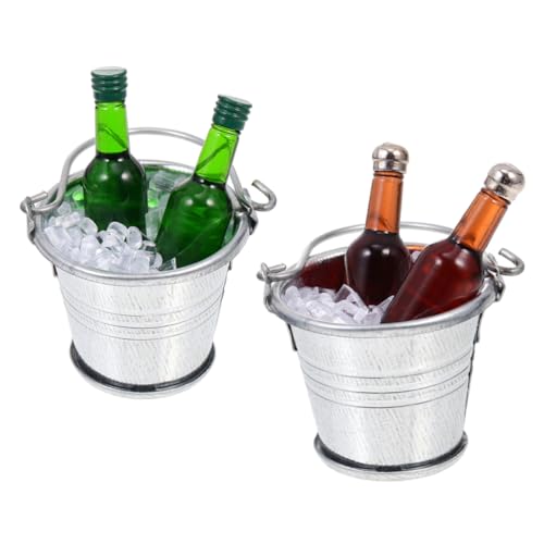 Warmhm 2 Sätze Bar-Puppenhauszubehör bar Dekoration Eiswürfel Eimer Ornamente Eiswürfel Eimer Dekoration Bausätze Mini-Eiswürfeleimer Puppenhaus-Szenendekorationen Eisen von Warmhm