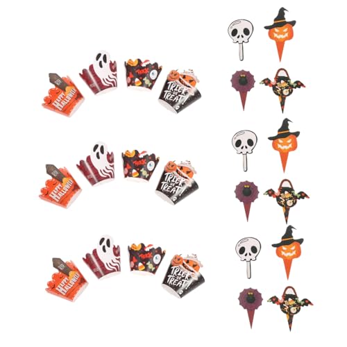 Warmhm 2sätze Halloween-cupcake-förmchen Mit Topper-picks Papier Motive Fledermaus Spinne Kürbis Totenkopf Für Party-dekorationen Und Backen Warmhm 2sätze Halloween-cupcake-förmchen Mit Topper-picks Papier Motive Fledermaus Spinne Kürbis Totenkopf Für Party-dekorationen Und Backen von Warmhm