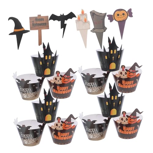 Warmhm 2 Sätze Halloween Cupcake Topper und Wrapper mit Gruselige Kürbis Fledermaus und Muffin Dekorationen Einfach Anzubringen Vielseitig für Party Kuchen und Tischdeko Warmhm 2 Sätze Halloween Cupcake Topper und Wrapper mit Gruselige Kürbis Fledermaus und Muffin Dekorationen Einfach Anzubringen Vielseitig für Party Kuchen und Tischdeko von Warmhm