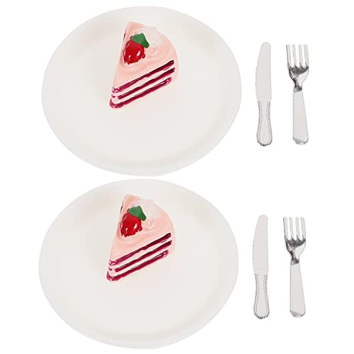 Warmhm 2 Sätze Mini-kuchenteller Mini-Sachen Mini -hausdekorationen Dekorative Minitorte Mini-dessertkuchen- Mini- -küchenzubehör Dessert-Modell- Mini-Kuchen-Modell Harz Rosa von Warmhm