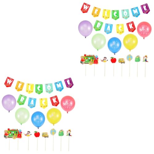 Warmhm 2 Sätze Partydekoration Luftballons alles zum geburtstag dekor Willkommen zurück-Party-Ornament tortendeko einschulung Cupcake-Topper „Zurück zur Schule“. von Warmhm