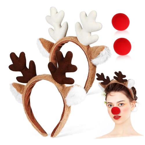 Warmhm 2 Sätze Realistisches Rentier Geweih Haarreif mit Passender Rudolph Nase Weihnachts und Halloween Kostüm Accessoires für Erwachsene Einfach zu Tragen Vielseitig für Festlichkeiten Warmhm 2 Sätze Realistisches Rentier Geweih Haarreif mit Passender Rudolph Nase Weihnachts und Halloween Kostüm Accessoires für Erwachsene Einfach zu Tragen Vielseitig für Festlichkeiten von Warmhm