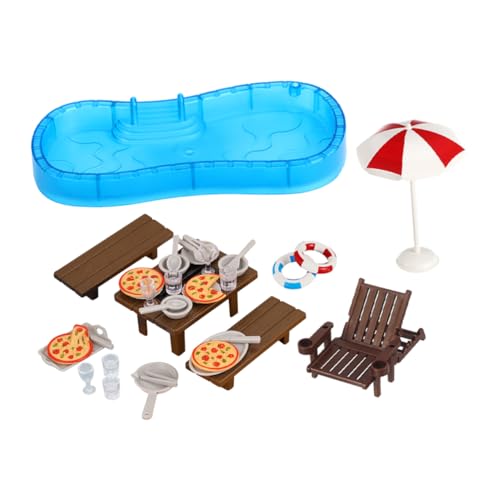 Warmhm 2 Sätze Satz Puppenhaus-Schwimmbad Puppenhausstrand Puppenhauszubehör puppenhaus Ausstattung puppenhaus Set DIY-Puppenhaus-Bausatz Puppenhaus-Sideboard Plastik von Warmhm