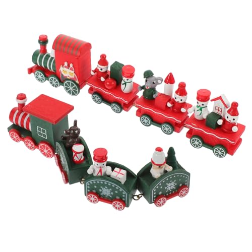 Warmhm 2 Sätze Weihnachtlicher Cartoon Zug Spielzeugsatz Bunte Weihnachtszug Deko für Kreative Szenerie für Spiel und Dekoration von Warmhm