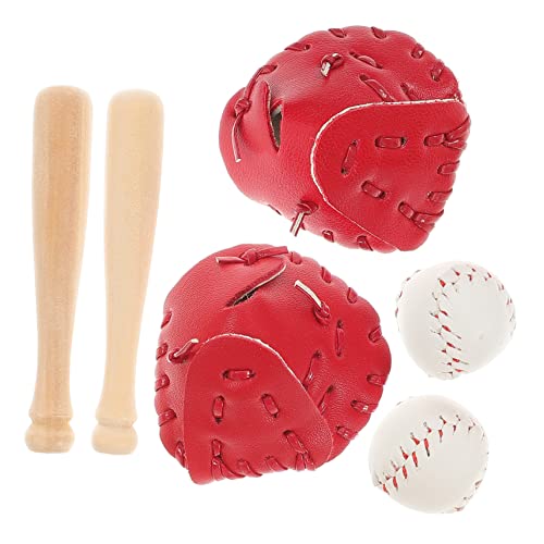 Warmhm 2 Sets Baseballschläger Handschuhfäustlinge Miniaturen Mini Baseballschläger Miniaturen Zum Basteln Puppenzubehör Baseball Geburtstagsdekorationen Stoff von Warmhm