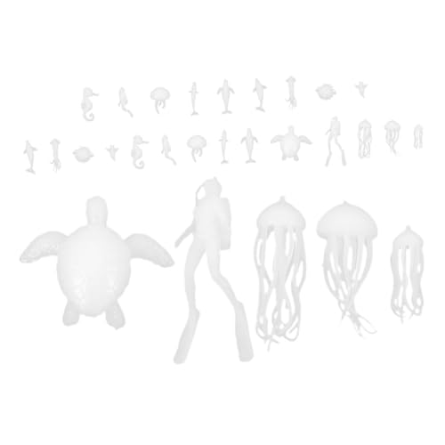Warmhm 2 Sets Mikroskopische Meerestiere DIY Epoxidgussfiguren DIY Epoxidguss Anhänger Basteln Anhänger Meerestiermodelle Miniatur Meerestiere Miniaturfiguren Weißer Kunststoff von Warmhm